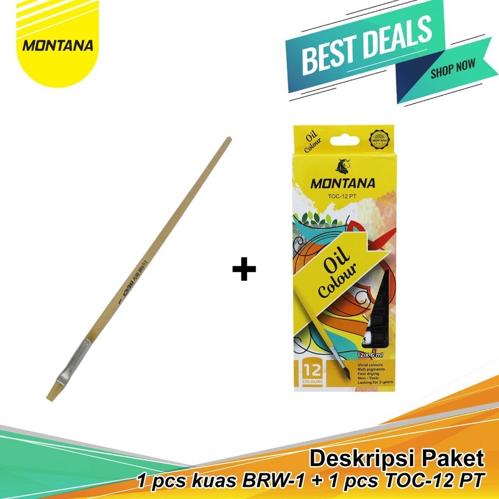 

MONTANA Bundling 1 Pcs Kuas Brw-01 + 1 Set Oil Colour TOC-12 PT
