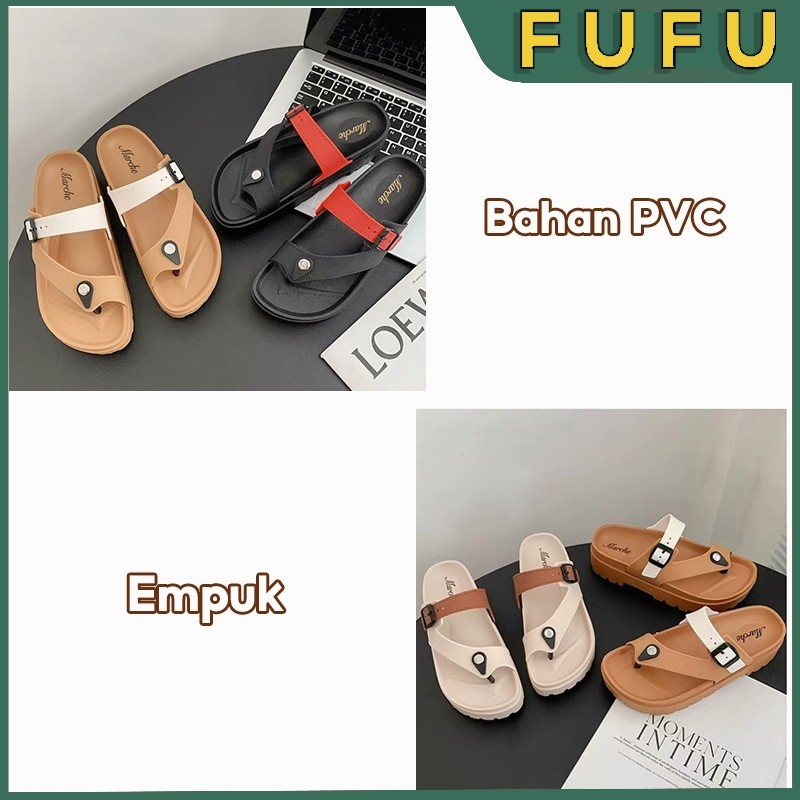 promo terbaru fufu sandal wanita kekinian / sandal slop wanita / sandal wanita elegan / sandal