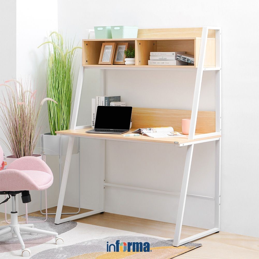 Informa Gerald Meja Kantor - Cokelat Muda Office Table Furnitur Kantor Meja Kerja Belajar Serbaguna