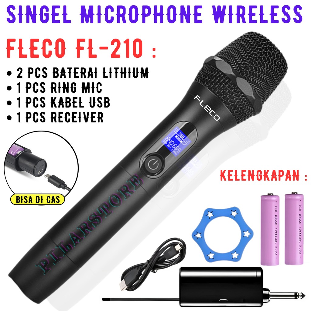 SERBA COD Mic Single Wireless Professional Recharger FLECO FL-210 |  Microphone wireless Fleco FL210
