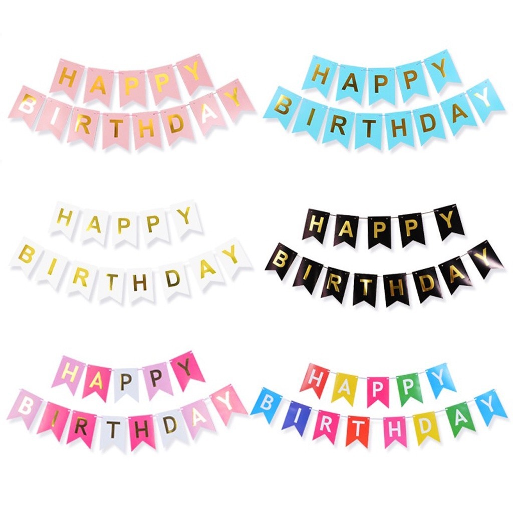 TrendyStuff.id  Banner Happy Birthday Banner Ultah Segilima Banner Ulang tahun Polos Murah warna war