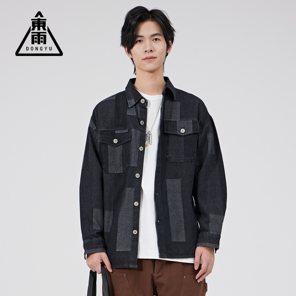 Kemeja Denim   Pria Dongyu Kemeja Kasual Kotak-kotak Saku Ganda Pria Jaket Jaket   Pria   Semua  Kor