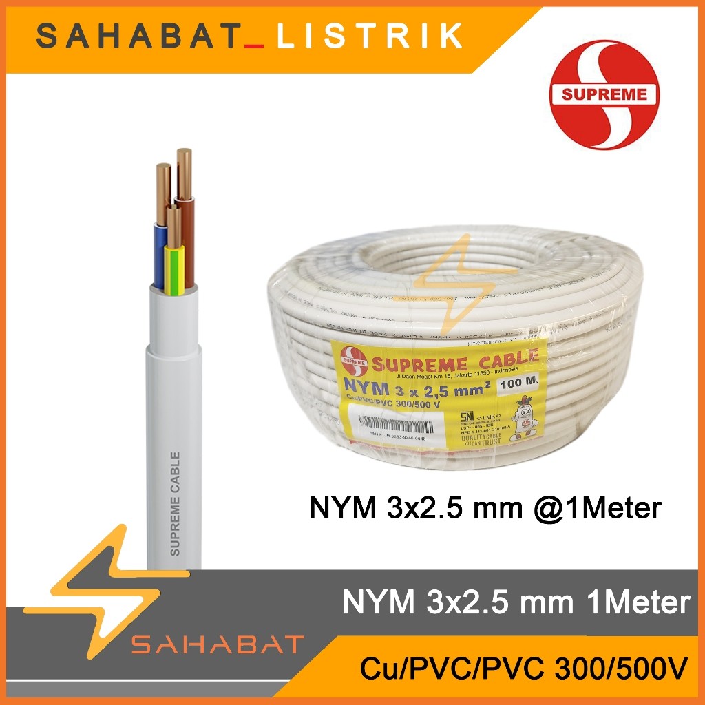 Kabel Listrik Supreme NYM 3x2.5 3x2,5 mm Meteran Per Meter