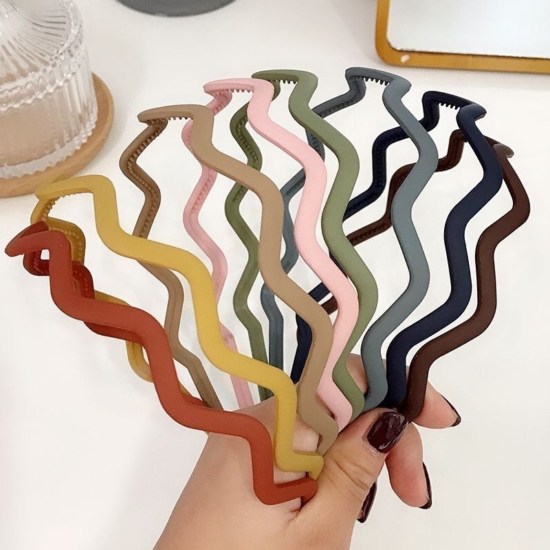 Bando Bandana Scrunchie Scrunchy Doff Gelombang Matte Wanita Cewek Korea Korean Style Motif Zigzag B