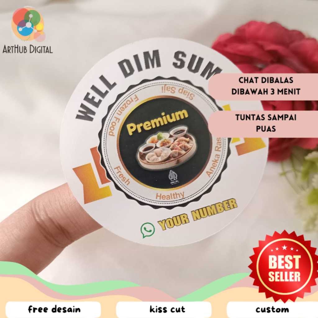 

AHD 2-4 Sticker Label Bulat Dimsum Stiker Makanan Free Desain Dimsum Custom Chromo Uk.Kecil