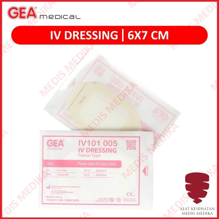 IV Dressing 6 x 7 cm Gea Penutup Luka Plester Film Transparan Infus Medis