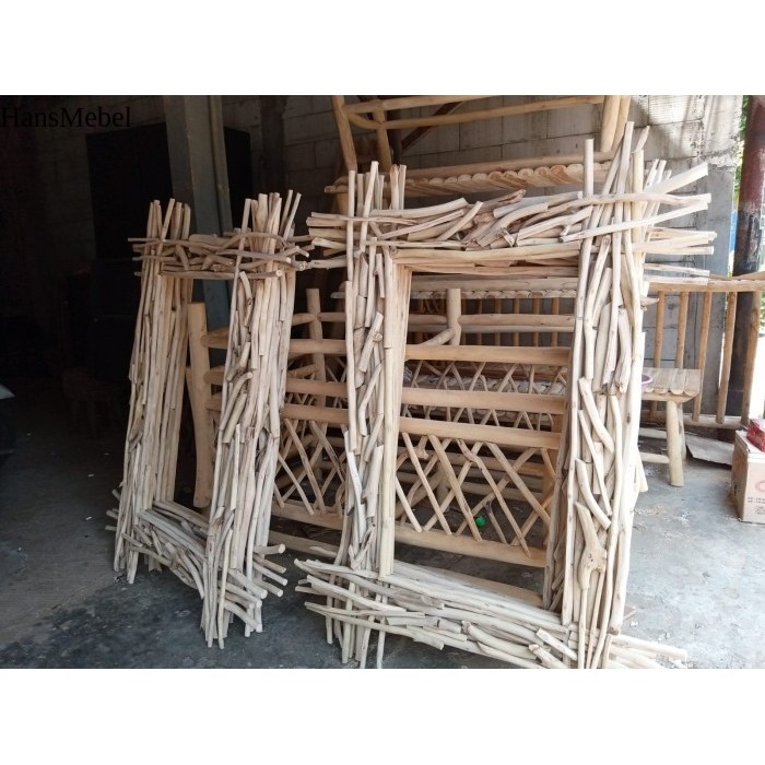 Pigura Frame Batang Ranting Kayu Jati ZC9