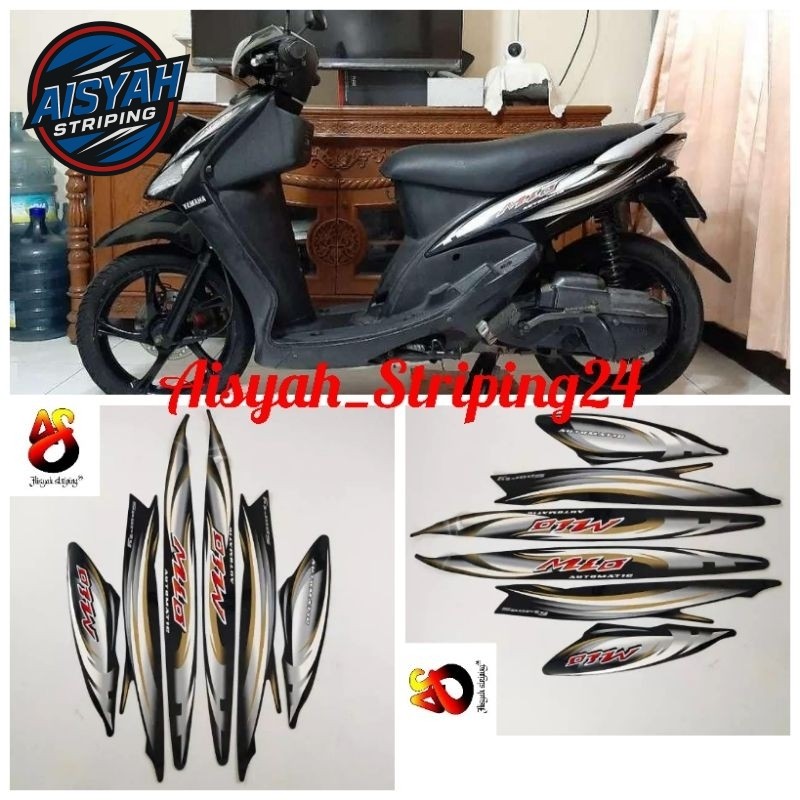 Striping stiker sticker & LIS BODY MOTOR YAMAHA MIO SPORTY TAHUN 2007 HITAM FULL