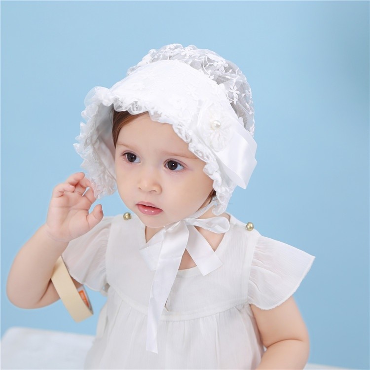 TERLARIS Topi Bayi Perempuan Balita Anak Cewe Cewek Kupluk Penutup Kepala Tundung Pita Renda Bonet N