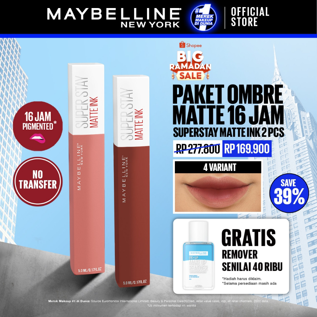 Maybelline Official Paket Hemat Superstay Matte Ink 2 Pcs Ombre Set Lipstick - Long Lasting Lipstick