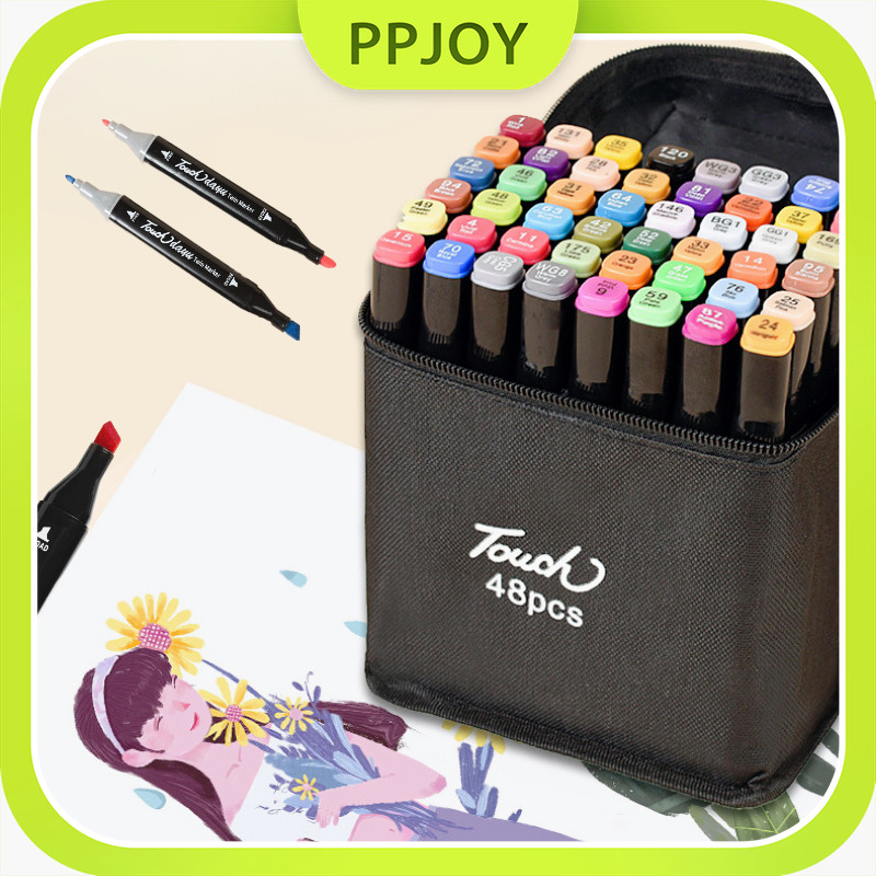 

[READY] Spidol Warna Warni 1 Set Kemasan Kartun Sketch Marker 2 Tip Marker Set 24/36/48/60 Warna