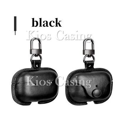 Collection New A6 Apple AirPods Pro Leather Case Kulit Casing Sarung Pouch Air Pods P - Halus-Black