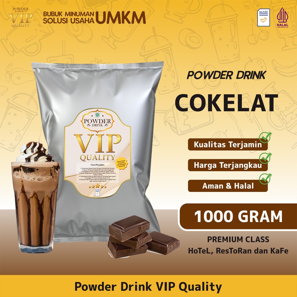 

Bubuk Minuman Kekinian Boba Instan Powder Drink VIP Rasa Cokelat 1 Kg