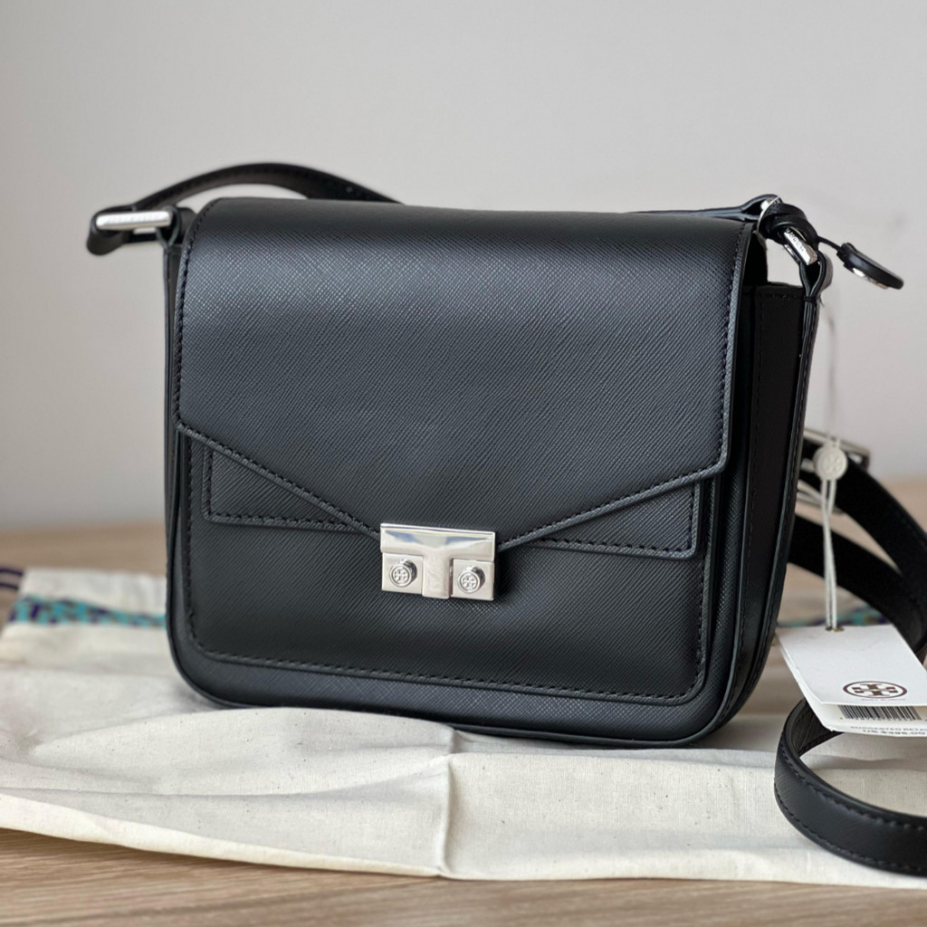 Tory Burch T-Lock Mini Flap Crossbody Bag Black | Tas Selempang TB