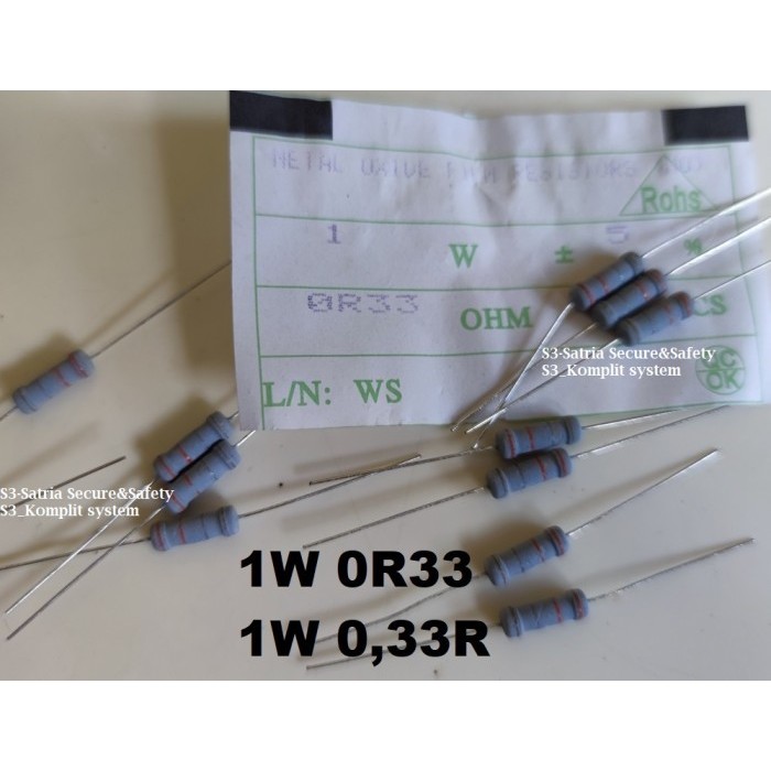 Resistor 1Watt 1W 0R33 ohm 0R33ohm 1W0R33 0,33 0.33 0.33ohm 0,33Ohm