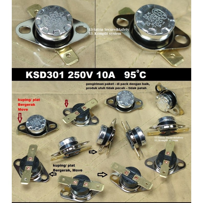 thermostat 95C CQC KSD301 250V 10A termostat 95c Bimetal M Jar Magic com jer magiccom magicom  rice 