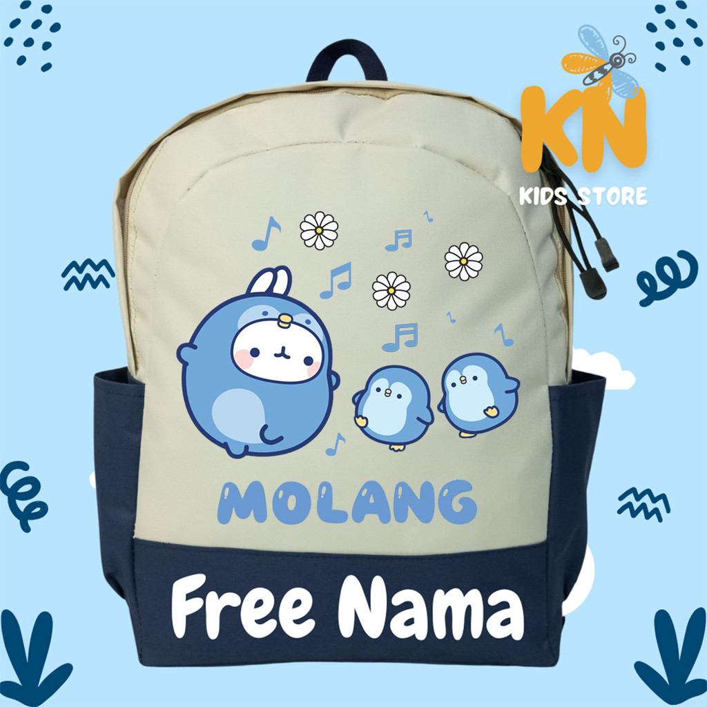 KN Tas Anak Kartun Molang Ransel Sekolah Anak Molang TK SD PAUD Free Nama