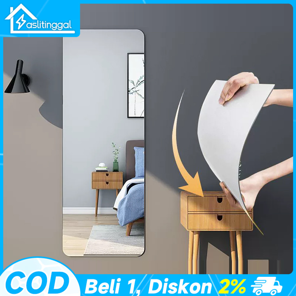 60*100CM 50X200CM Stiker Cermin Kaca Dinding Akrilik Aman Dan Tahan Ledakan Cermin Kaca Cermin Jende