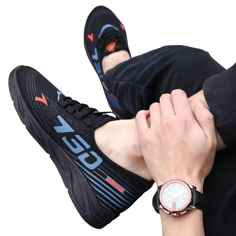 Men's sports walking shoes black jogging shoes casual sports shoes outdoor breathable mesh men's lig