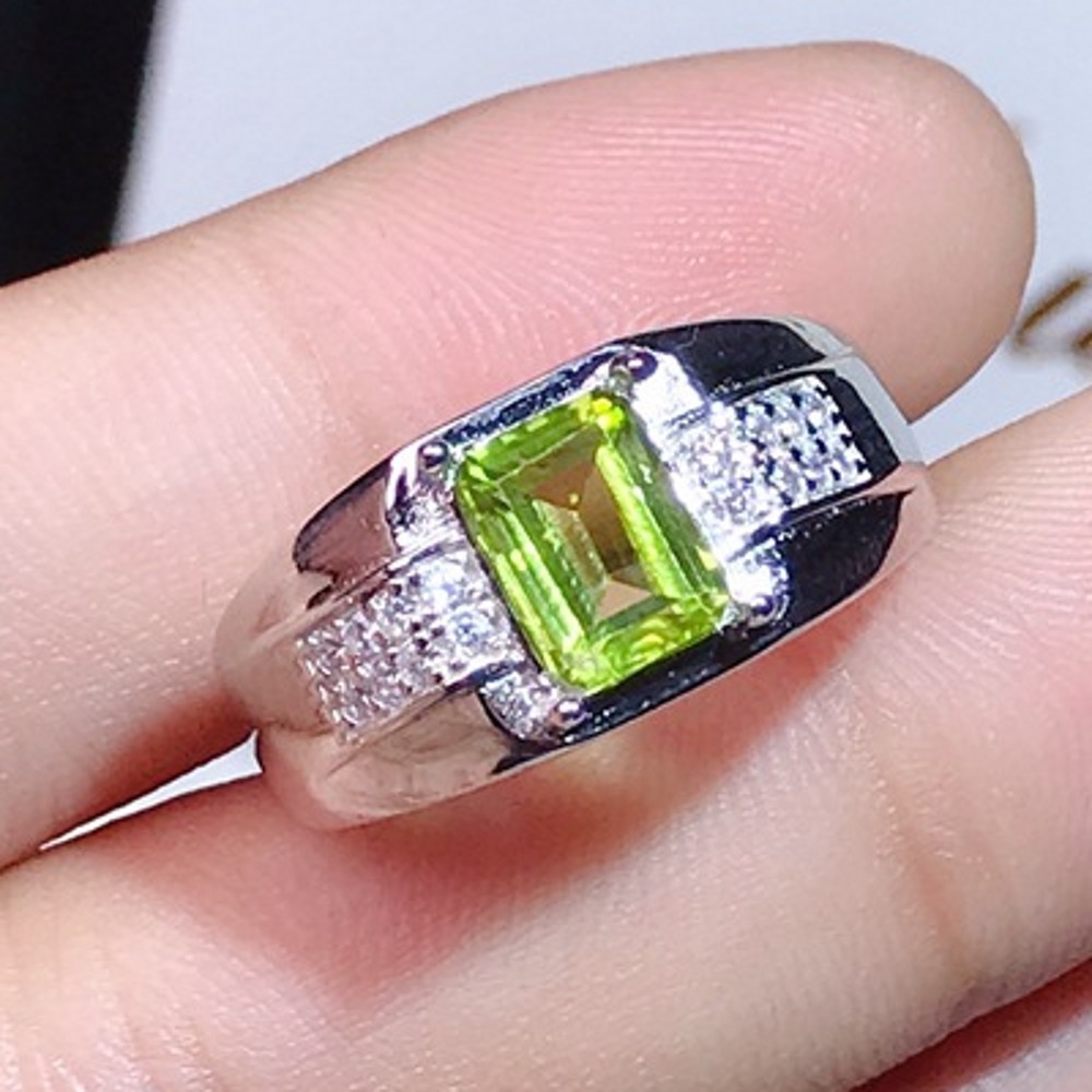 New natural peridot s925 silver men ring 925 silver gemstone color gem jewelry men ring