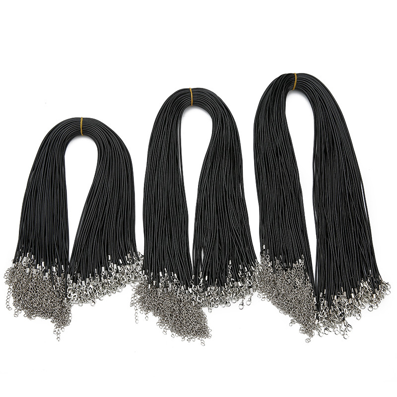 

20pcs/lot Lobster Clasps Waxed Cord Necklace Dia 1.5mm 2mm Black Korean Waxed Rope Thread For Jewelry Making Length 45 50 60cm
