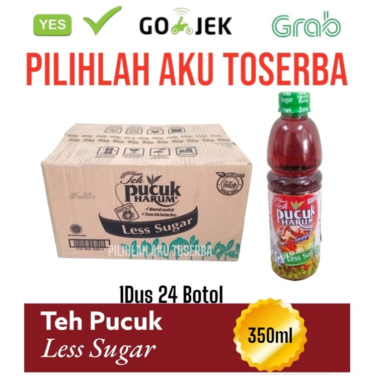 Teh PUCUK Harum LESS SUGAR 350 ml - ( HARGA 1 DUS ISI 24 botol )