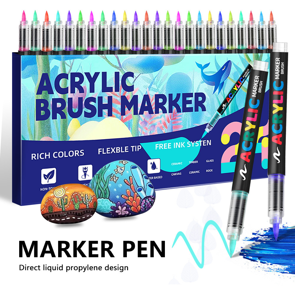 

48 Color Soft Head Acrylic Mark Pen Set for Children's Art Graffiti Brushes, Press Free, Non Fading Color Painting Watercolor