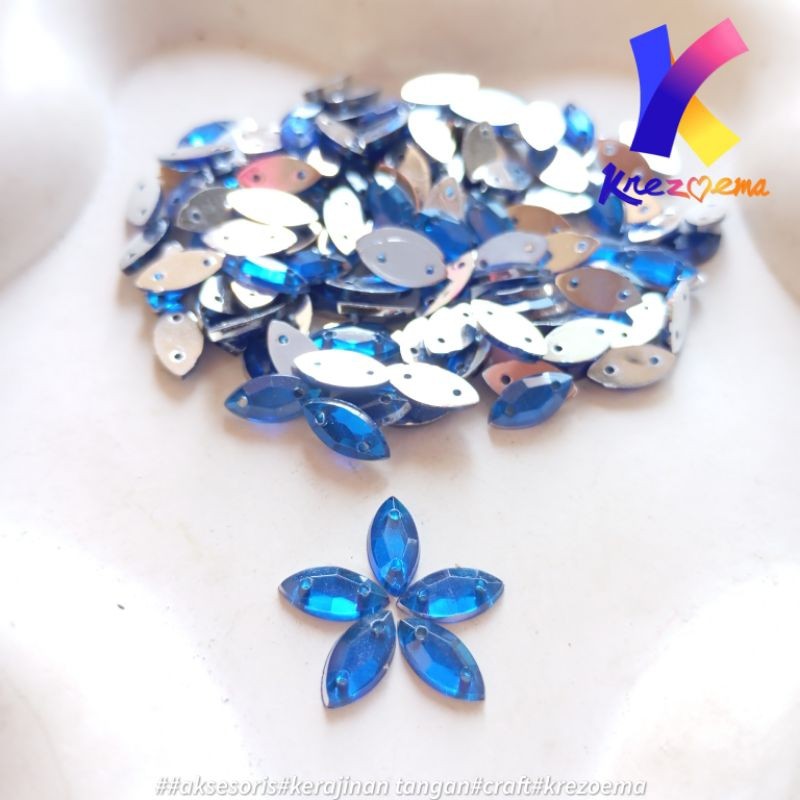 Payet permata diamond RRC 5x10 Payet kristal jahit tetes bentuk daun berbagai macam warna