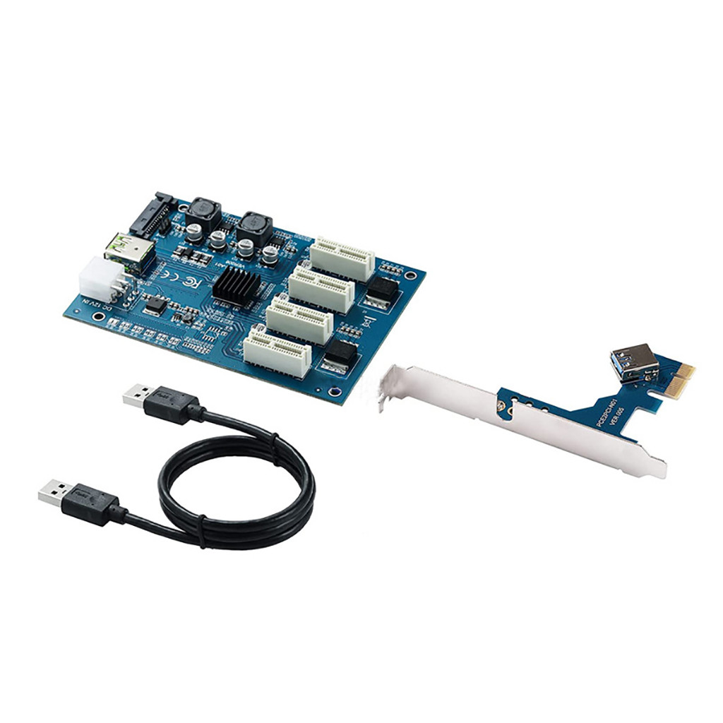 PCI-E 1X To PCIE 4 Slots Adapter Card PCI Express Expansion Riser Card 1 to 4 PCIe Slot Adapter Rise