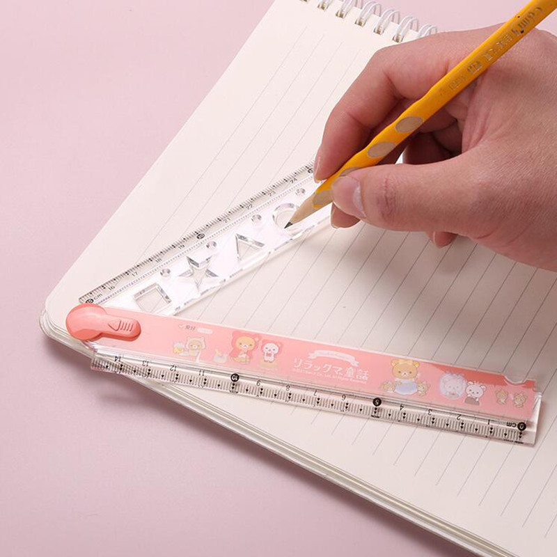 

2pcs/pack Kawaii Bear Straight Rulers Cute Folding Measuring Tool Korean Stationery Drawing Template School Office Supplies