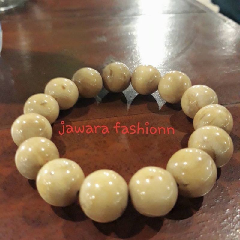 GELANG TASBIH FOSIL AKAR BAHAR PUTIH