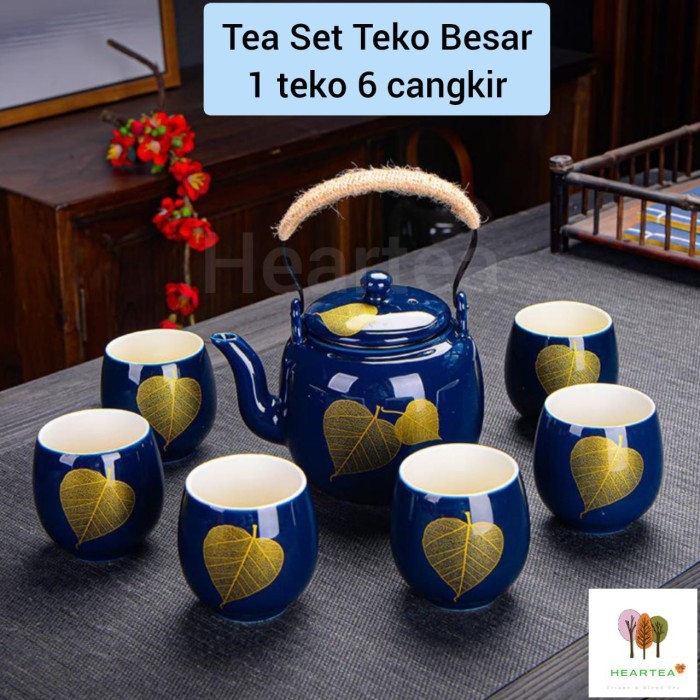 

✔D.Bsyo✔ - TERBARU Chinese Tea Pot Set Premium Quality (China Tea Set 1 Teko 6 glass) - DAUN EMAS
