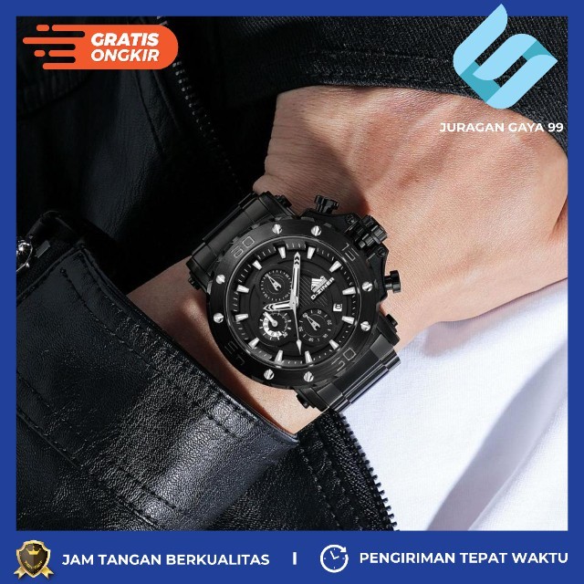 Jam Tangan Pria Sport D-Ziner 9031 Original MJ Free Logam Chronograph Tanggal Aktif - Bisa Bayar Dit