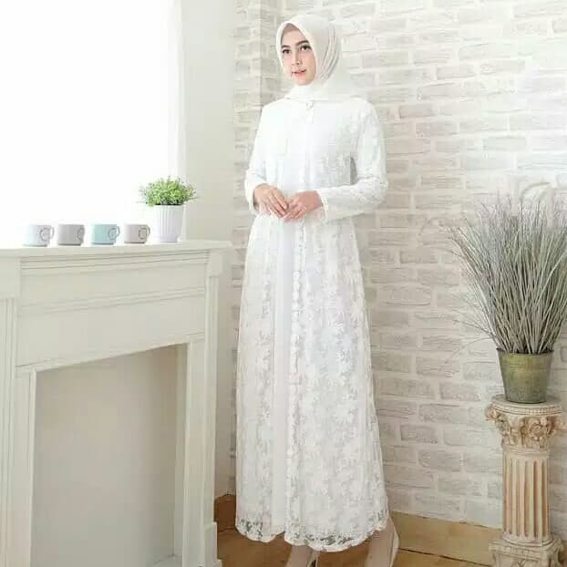 ✨LARIS✨ -Baju Gamis Putih Terbaru Kebaya Brokat Putih Jumbo XXX 3L 4L 5L