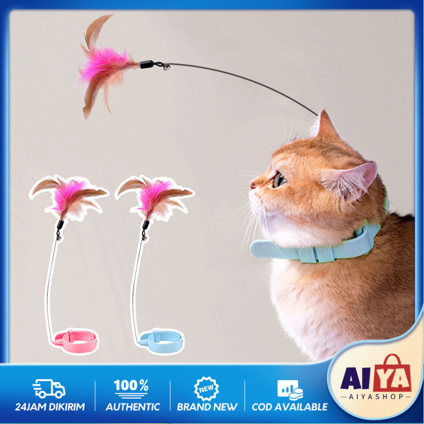 Mainan Kucing Tongkat Bulu Di Leher Kalung Tongkat Kucing Cat Teaser Stick Pet Toys