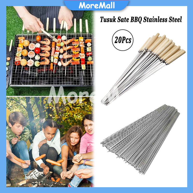 Alat Tusuk Sate BBQ Stainless Steel / 20Pcs Tusuk Sate Stainless