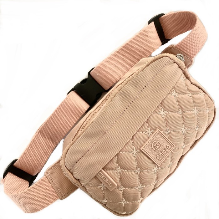 Waistbag Wanita import Tas Pinggang Selempang Chibao ORIGINAL Rajut - Soft Pink