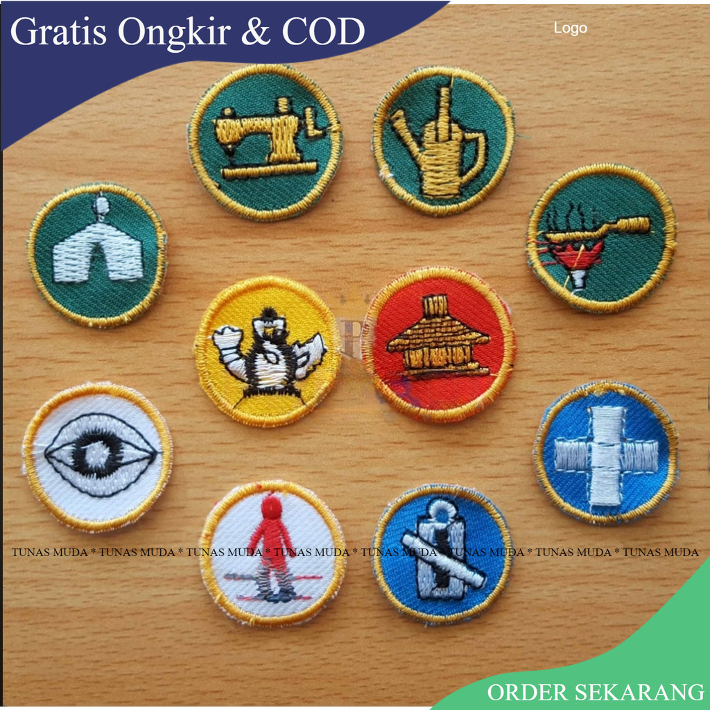 (COD) (100biji) TKK Bordir Pramuka 10 wajib Siaga Penggalang Penegak TUNAS MUDA