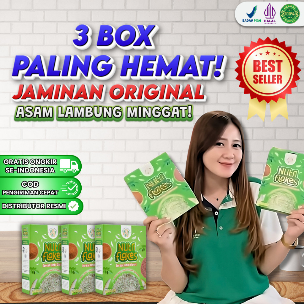 

NUTRIFLAKES PAKET 3 BOX ORIGINAL- MINUMAN SEREAL UMBI GARUT ASAM LAMBUNG MAGH MINGGAT SALE LIVE