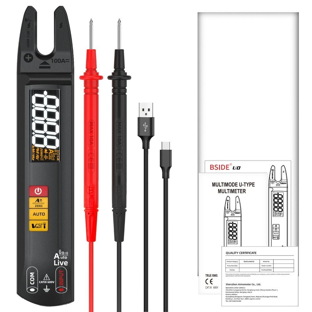 BSIDE U0 True RMS Digital Clamp Meter Automatic Range Fork DC AC Current Clamp Professional High Pre