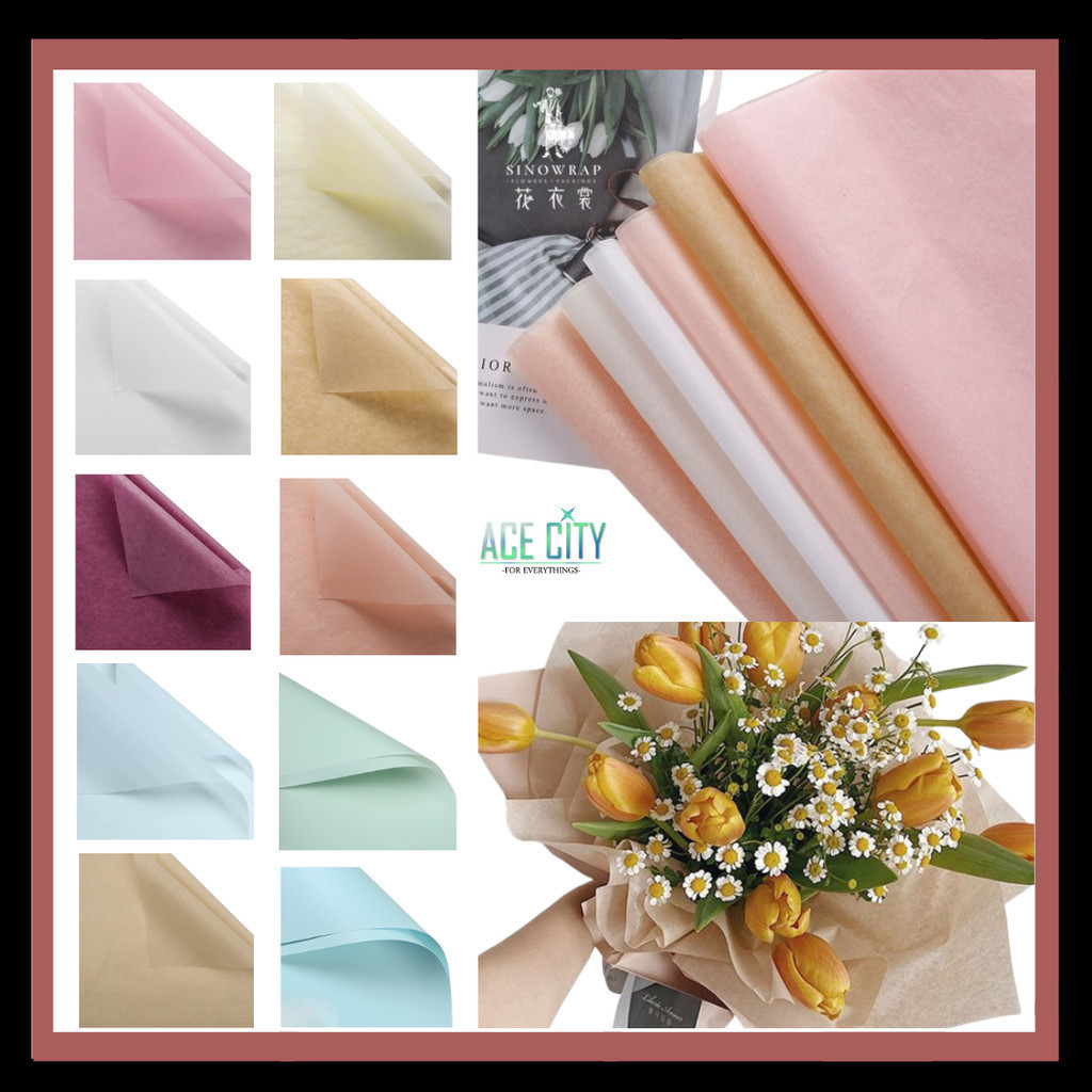 

Flower Wraping Paper / Kertas buket bunga / Kertas Bunga Cellophane Full Color 1 Warna (5 Lembar)