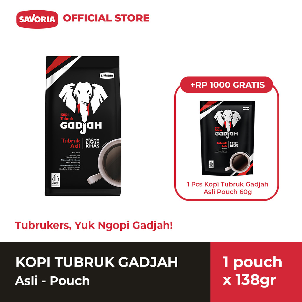 

Kopi Tubruk Gadjah Asli Pouch 138 g + KTG Asli Pouch 60 g