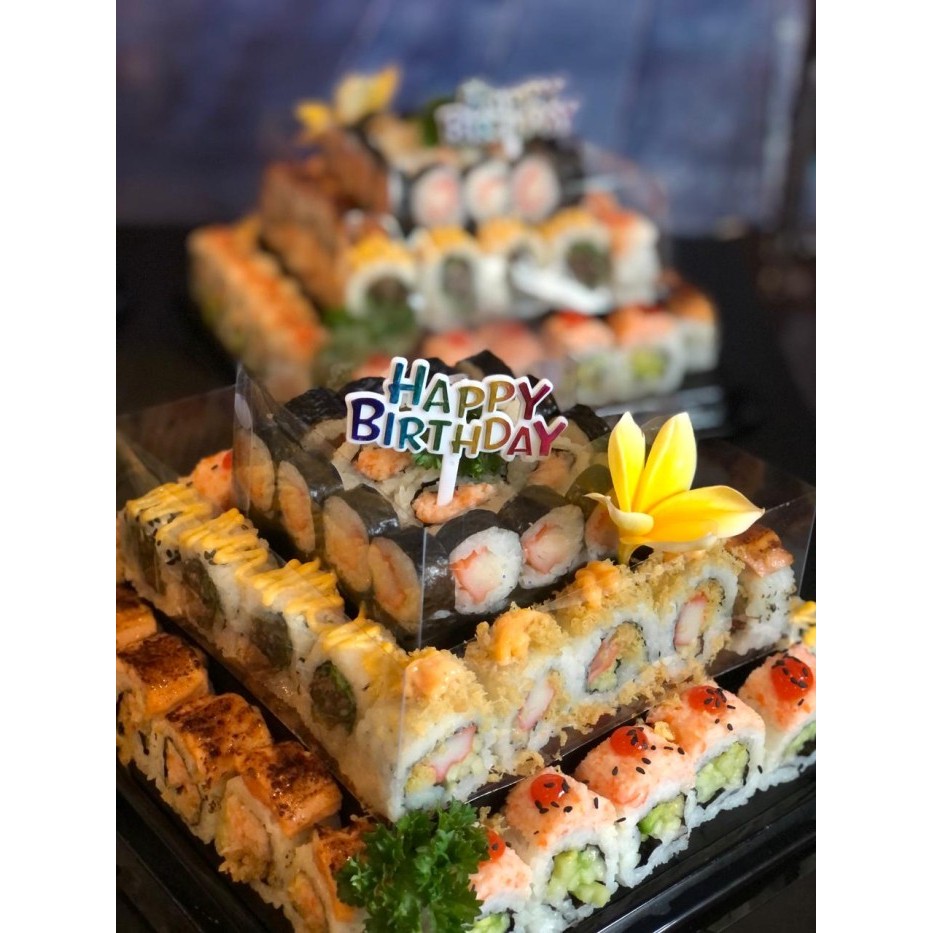 

✨TERLARIS -Kue Ulang tahun Sushi salmon mentai/matang kotak