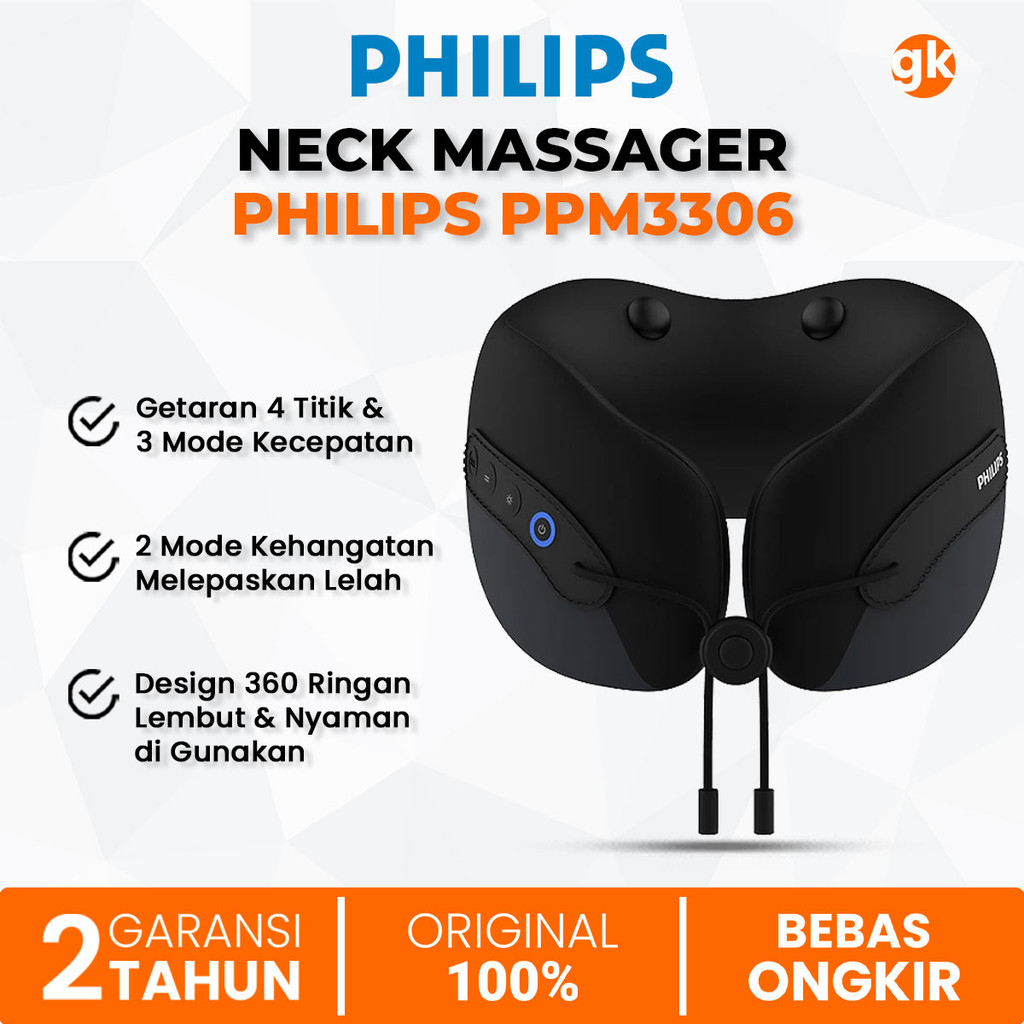 PHILIPS PPM3306 Massage Alat Pijat Leher Punggung Hangat 360° Ring Neck Support Easy To Carry