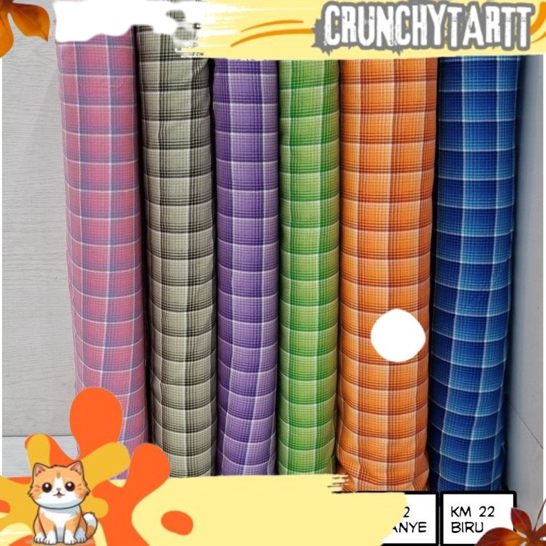 READYYY Kain Kotak Seragam 8 Violet Pucuk Biru Oranye  lebar 115cm (Harga per 0,5m) SKPD