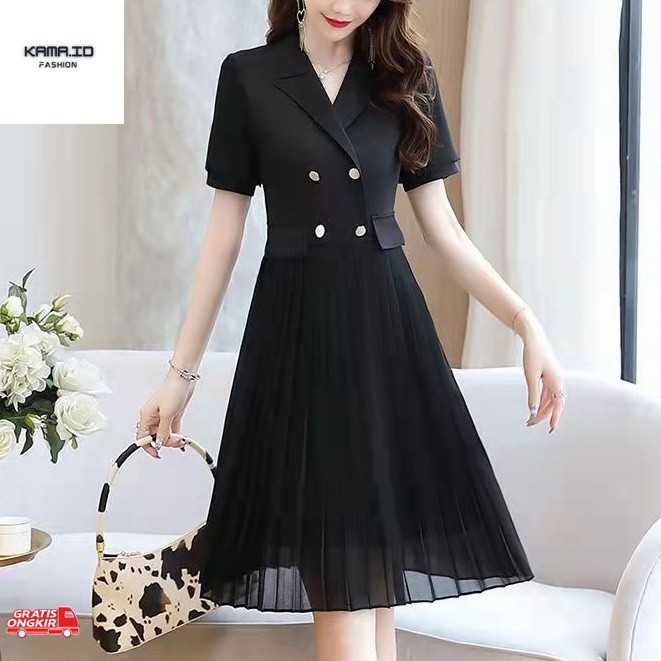 Baju Korea dress wanita dress wanita korea dress hitam kerja wanita kantor/dress korea/dress korean 