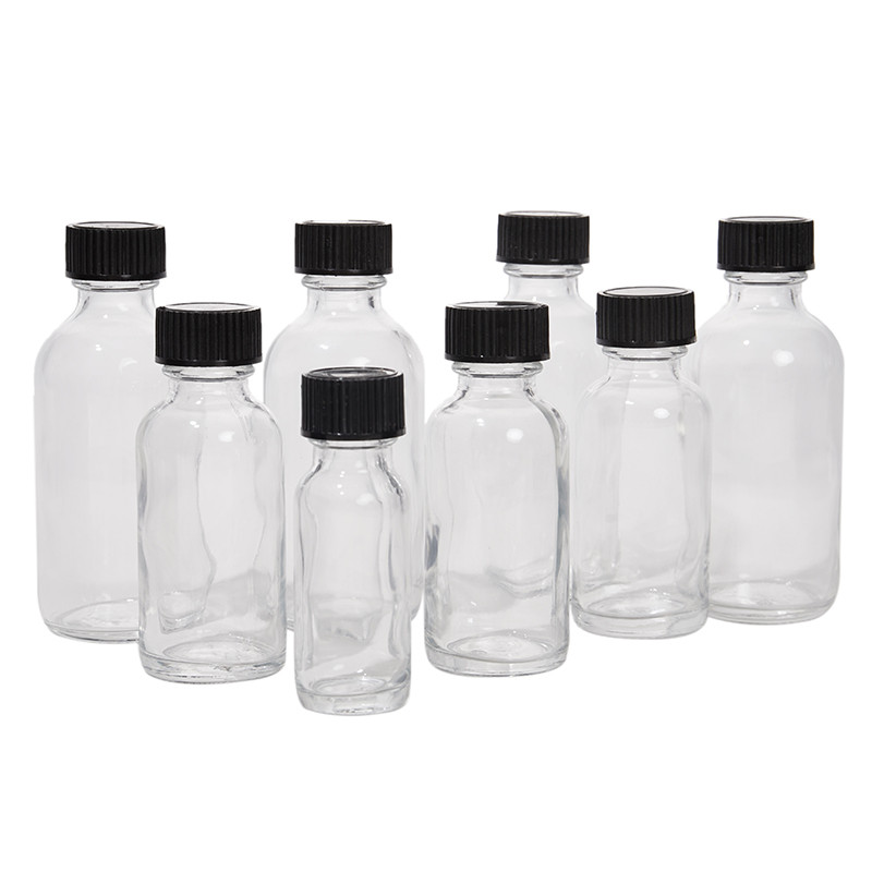 6 Pcs Small Clear Glass Bottles With Lids Glass Containers Round Bottles For Juice, Oils, Ginger Sho