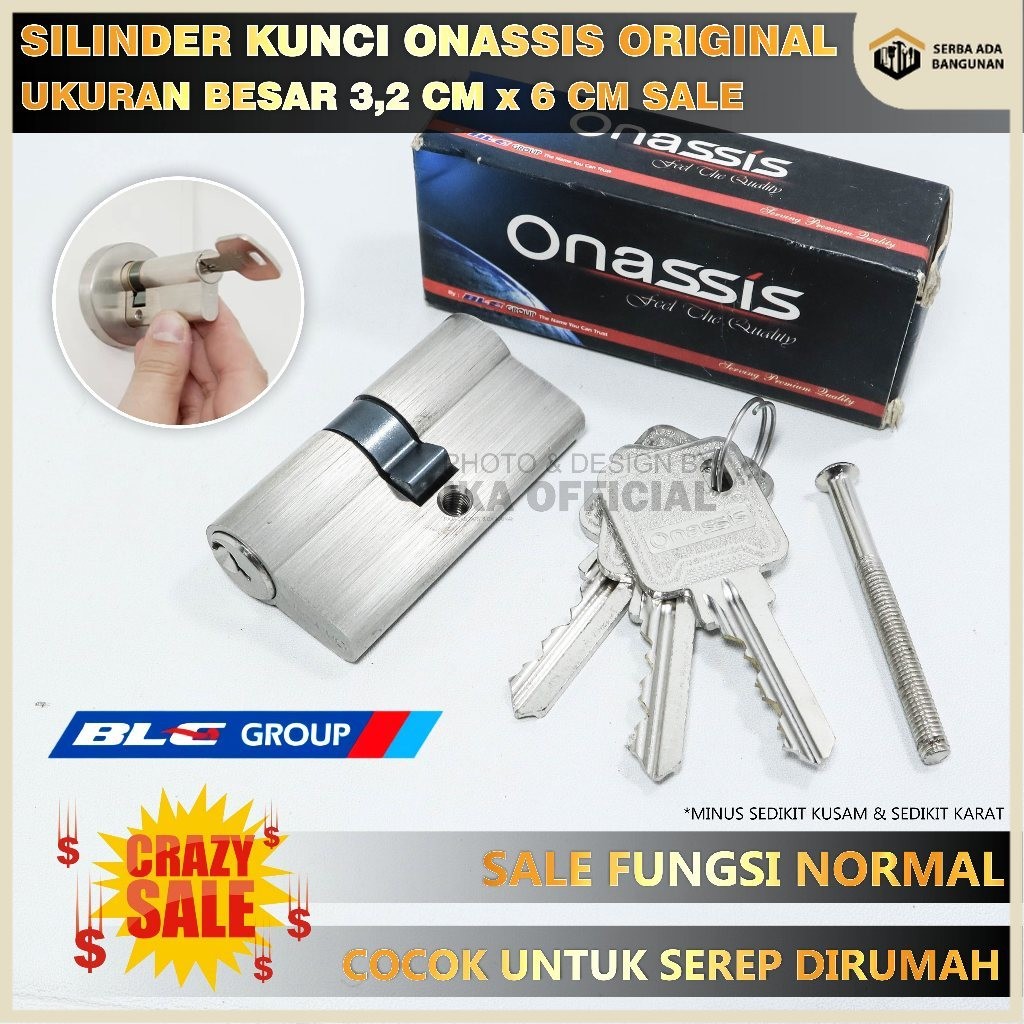 CRAZY SALE CYLINDER ONASSIS 60MM COMP / Kunci Onassis / Cylinder Kunci 60 mm / CYLINDER SILINDER KUN