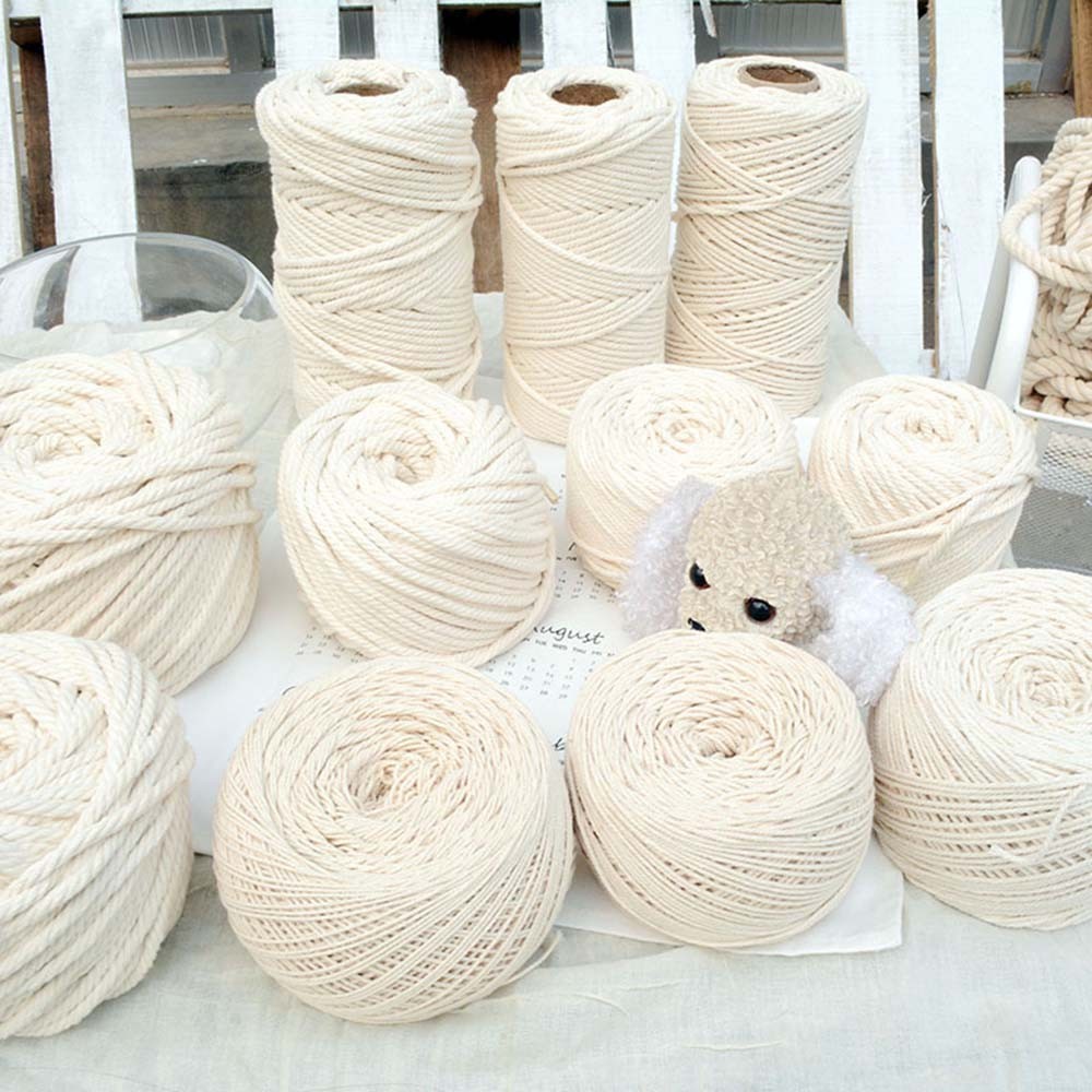 Macrame Cord 1/2/3/4/5/6/8/10/12mm Natural Cotton Cord Twisted Macrame Rope String DIY Craft Knittin