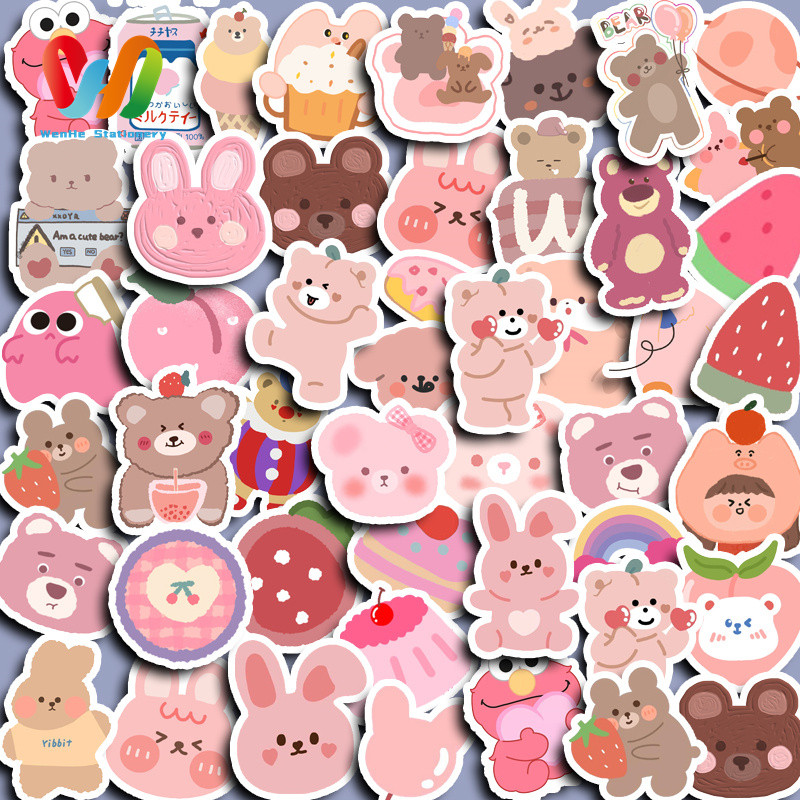 

100pcs Cute Peach Bear Stickers Diy Computer Washi Scrapbooking Laptop Stickers Stationery Arts Crafts